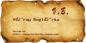 Váray Boglárka névjegykártya